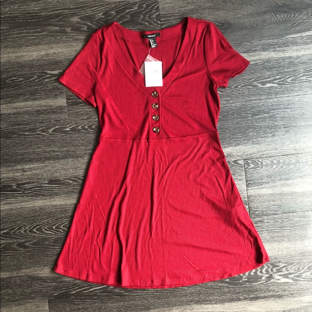 NWT Forever 21 Ribbed Short-Sleeve Dress